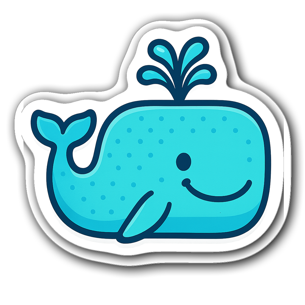 Cute bandaid sticker shaped like a smiling whale