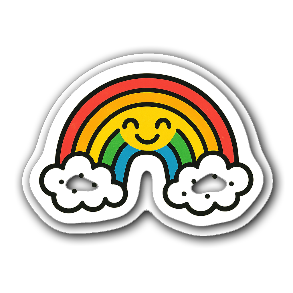 Joyful rainbow bandaid sticker designed in minimalist line art