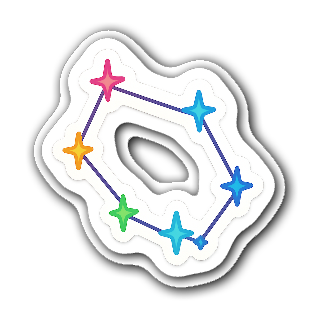 Libra constellation sticker with bright stars and teal background