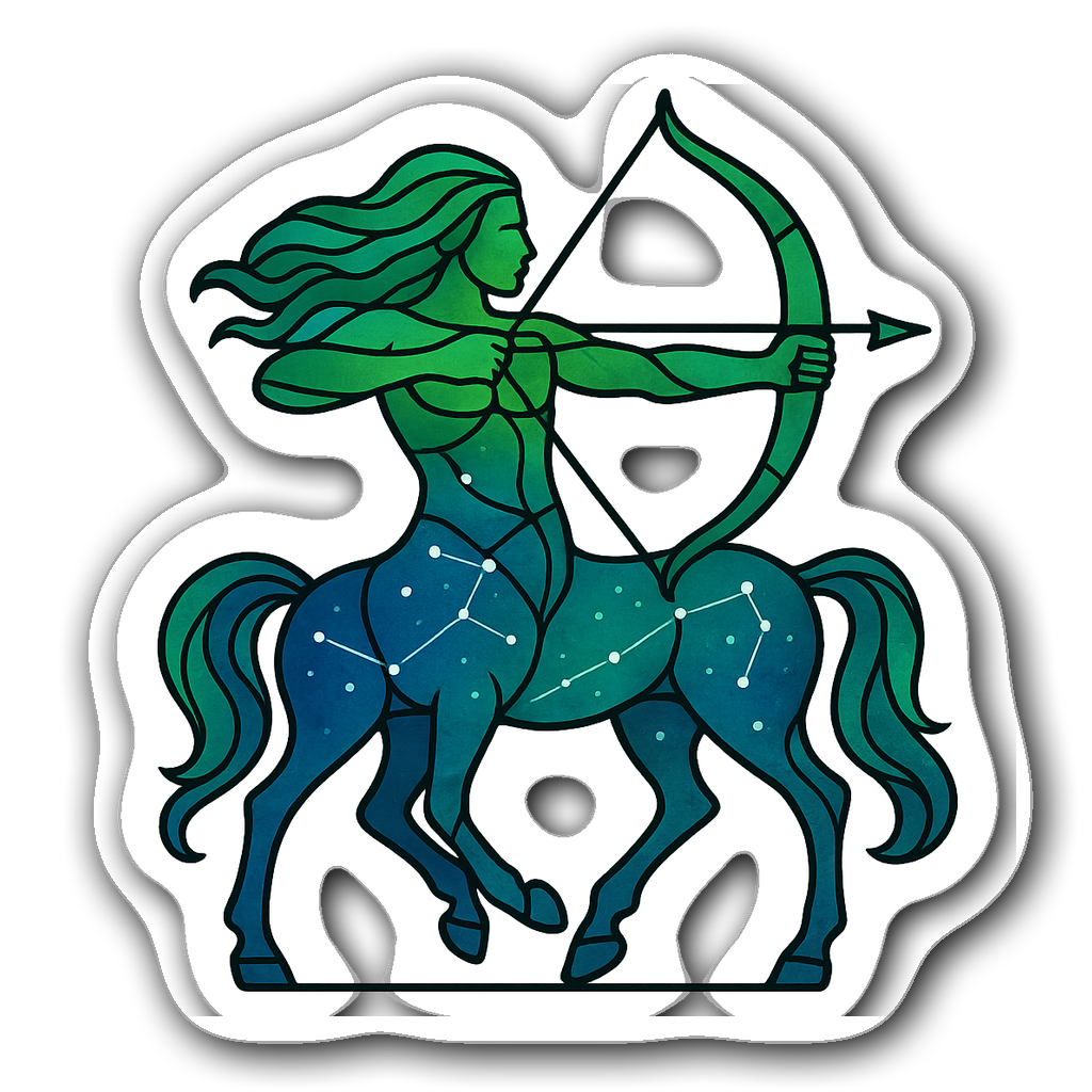Stained glass style Sagittarius centaur vinyl sticker