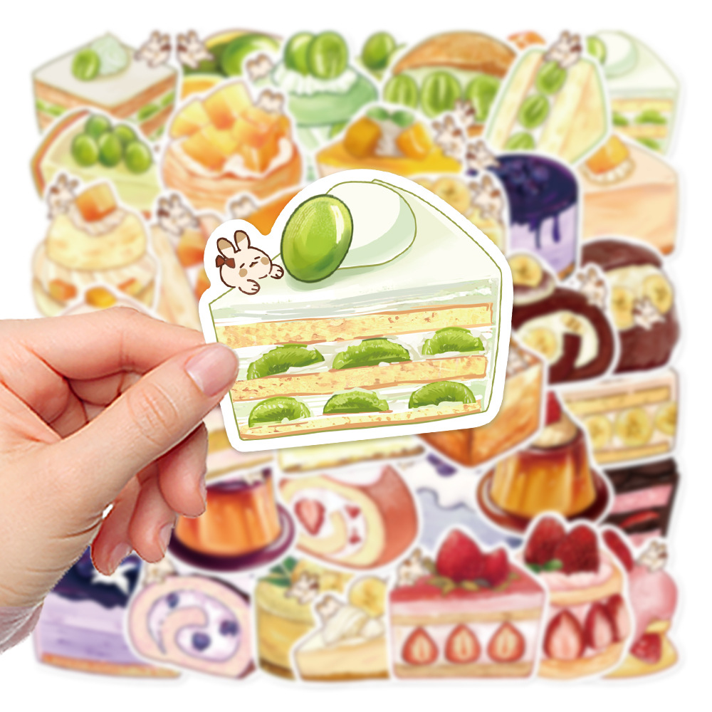 Colorful hand-painted cartoon dessert stickers pack