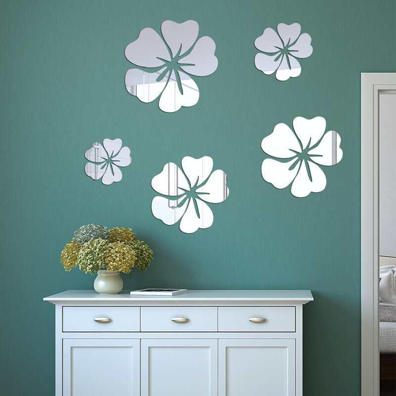 Elegant flower design 3D mirror wall decal