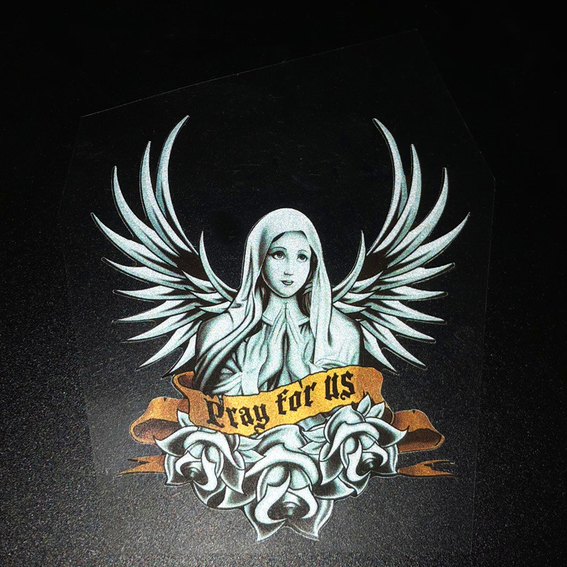 Reflective sticker of angelic saint nuns for helmets