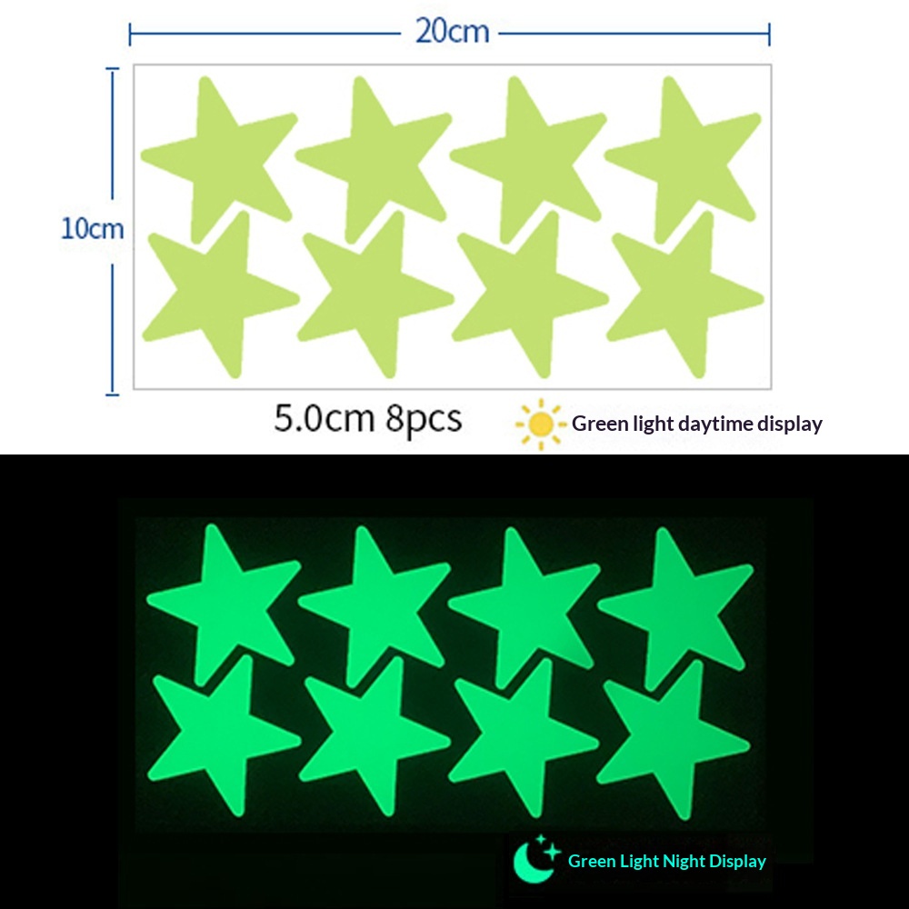 Glow-in-the-dark star wall stickers in various shapes