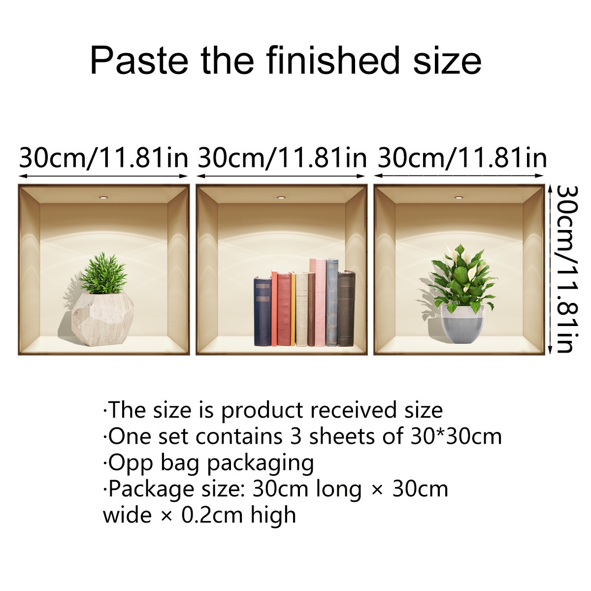 3D wall sticker featuring a decorative vase with plants