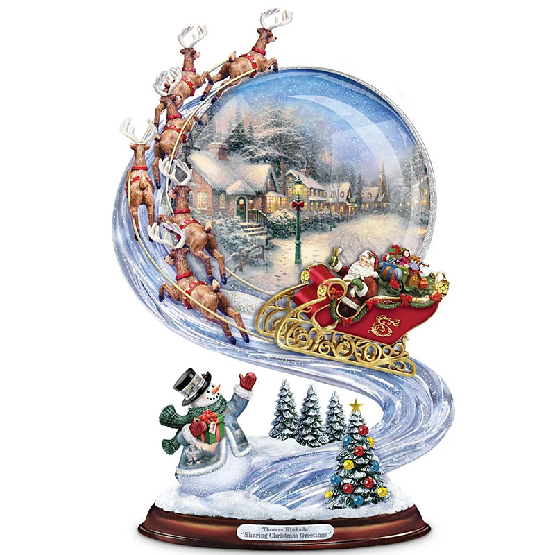 Santa deer in a crystal ball window wall sticker