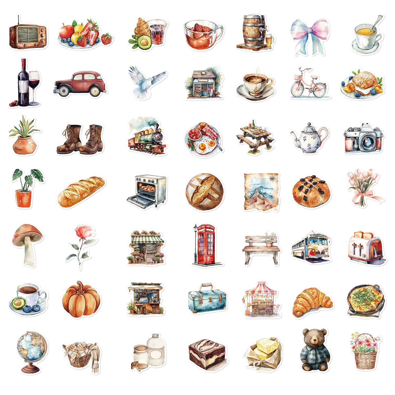 Colorful cartoon holiday life stickers collection