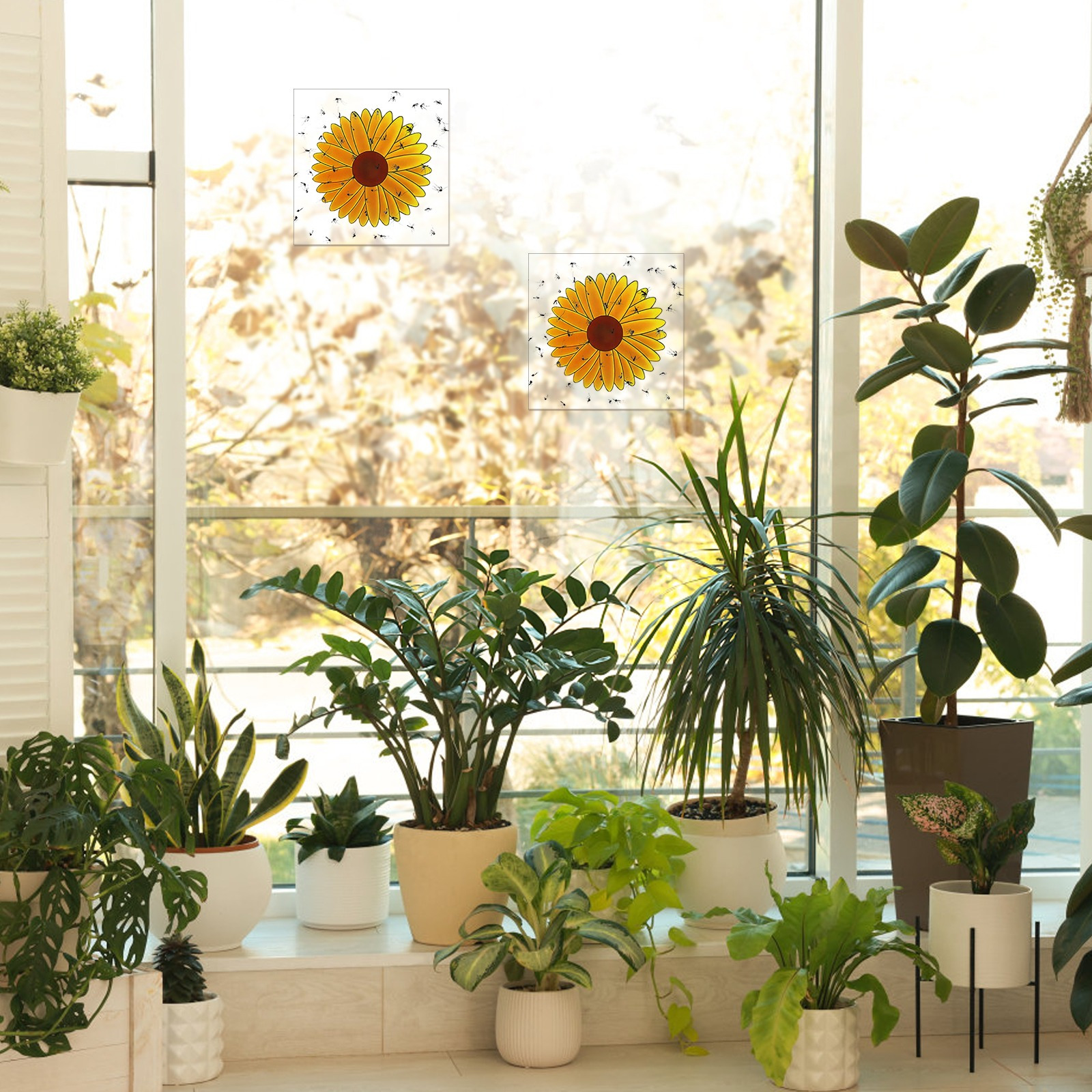Set of 50 self-adhesive sunflower window stickers for decor