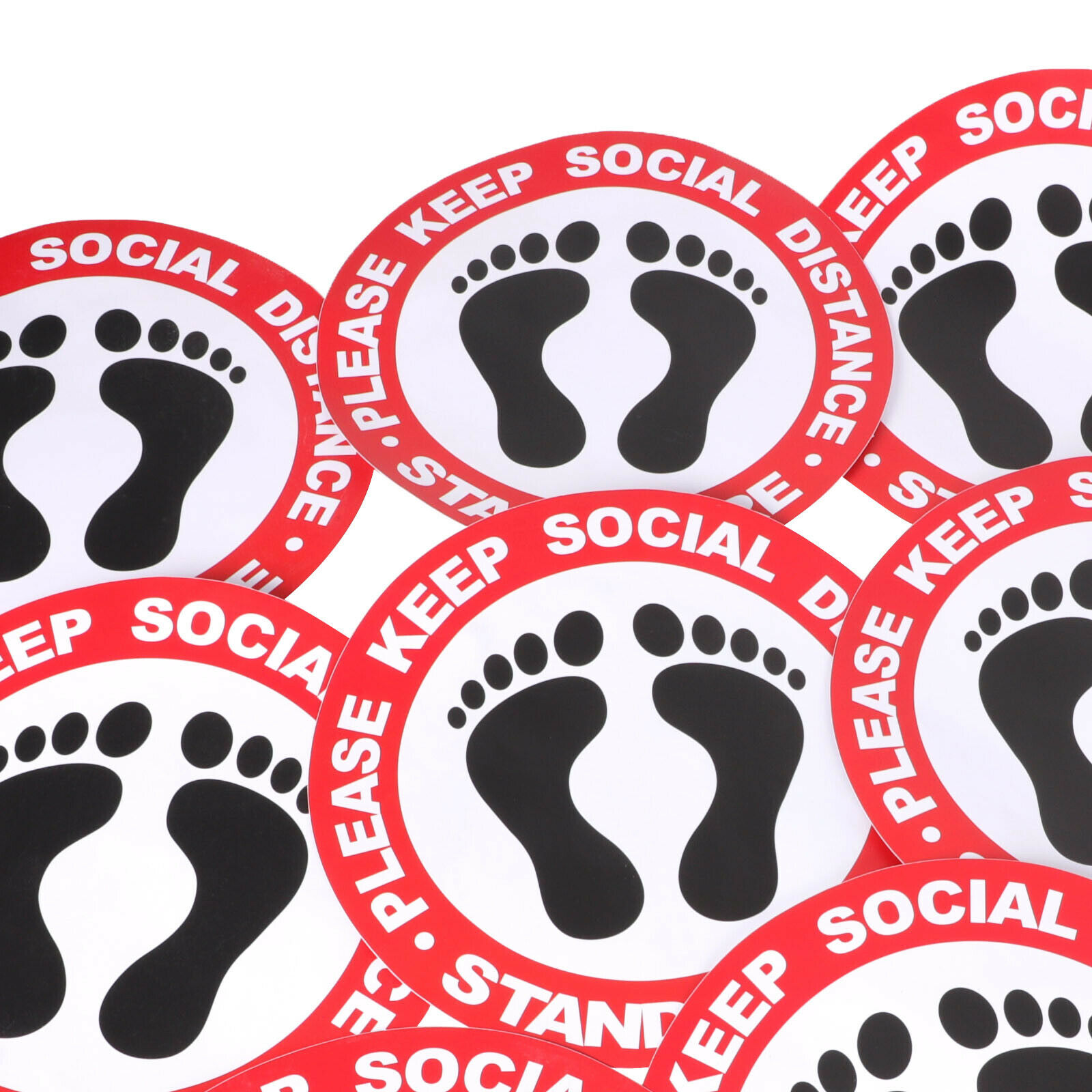 Red social distancing vinyl floor sticker with a 1.5M label