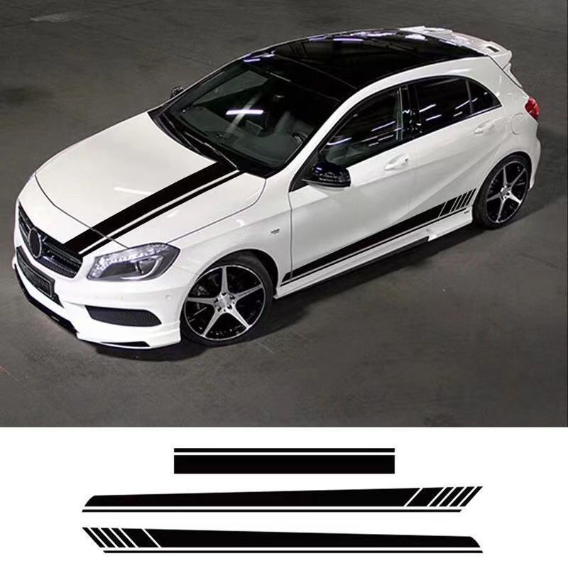 Geometric pattern full-car wrap sticker in black