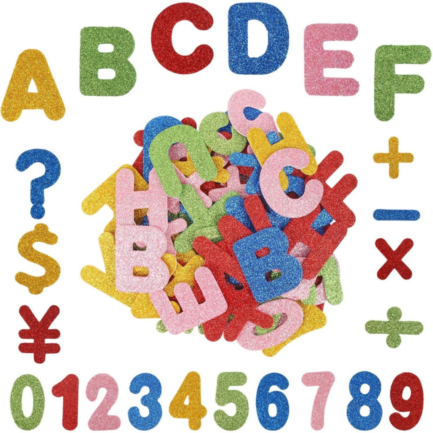 142-Piece Foam Rubber Letter Sticker Set: Glitter Foam Stickers, Self-Adhesive Numbers, Adhesive Letters, Alphabet, Glitter For Crafts, School Cone Decorations, DIY, Crafts - Party Gift