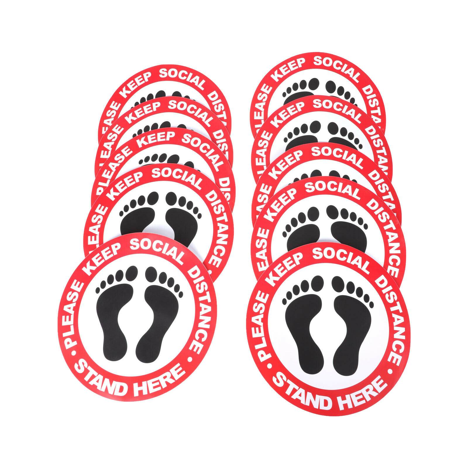 Round red social distancing floor vinyl sticker