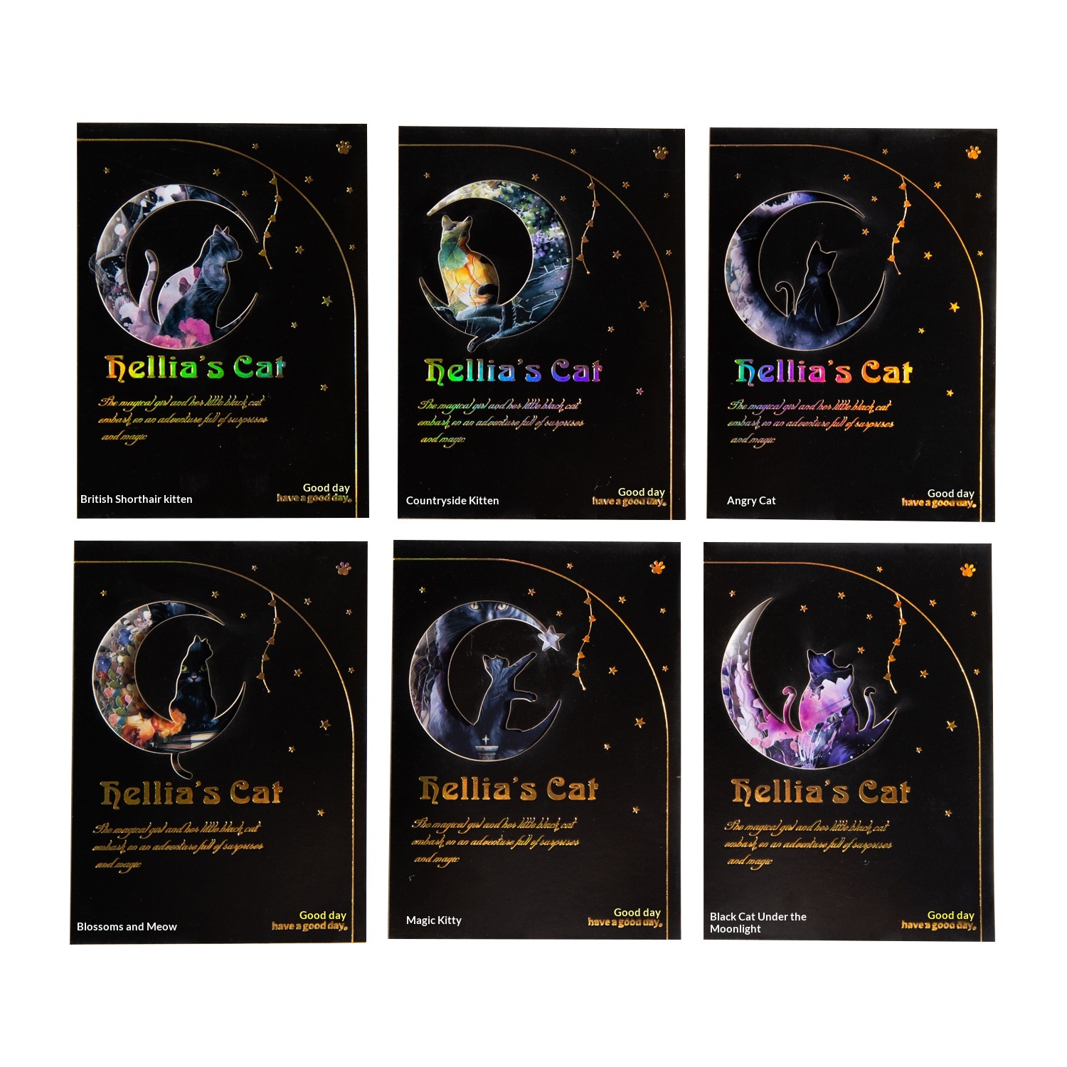 Hearias Cat Series Sticker Pack featuring cute cat designs
