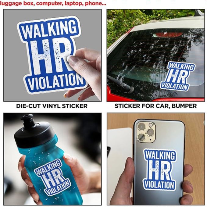 Funny HR Department Door Quote Sticker in white