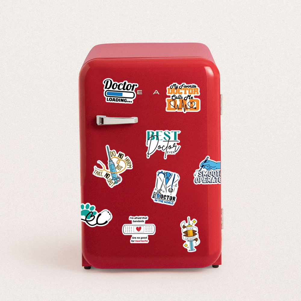 A collection of waterproof stickers for notebooks and cups
