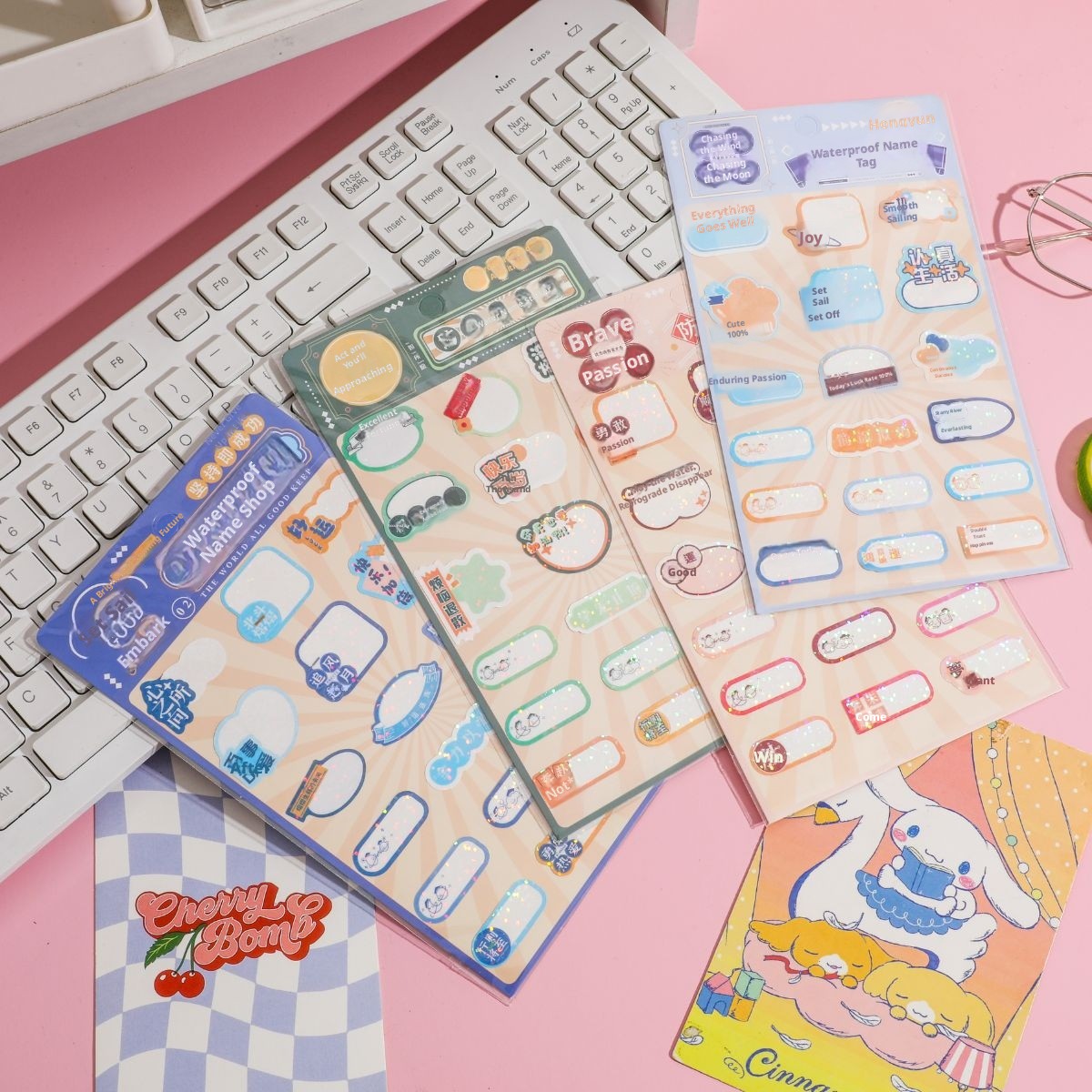 Colorful waterproof name stickers for labeling belongings