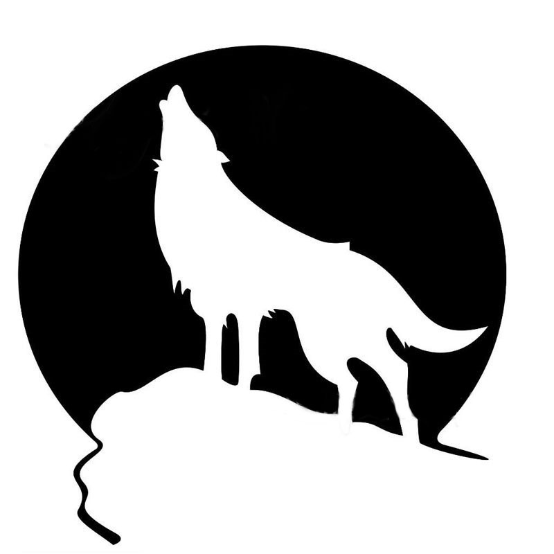 Wolf totem design car decal in black and white