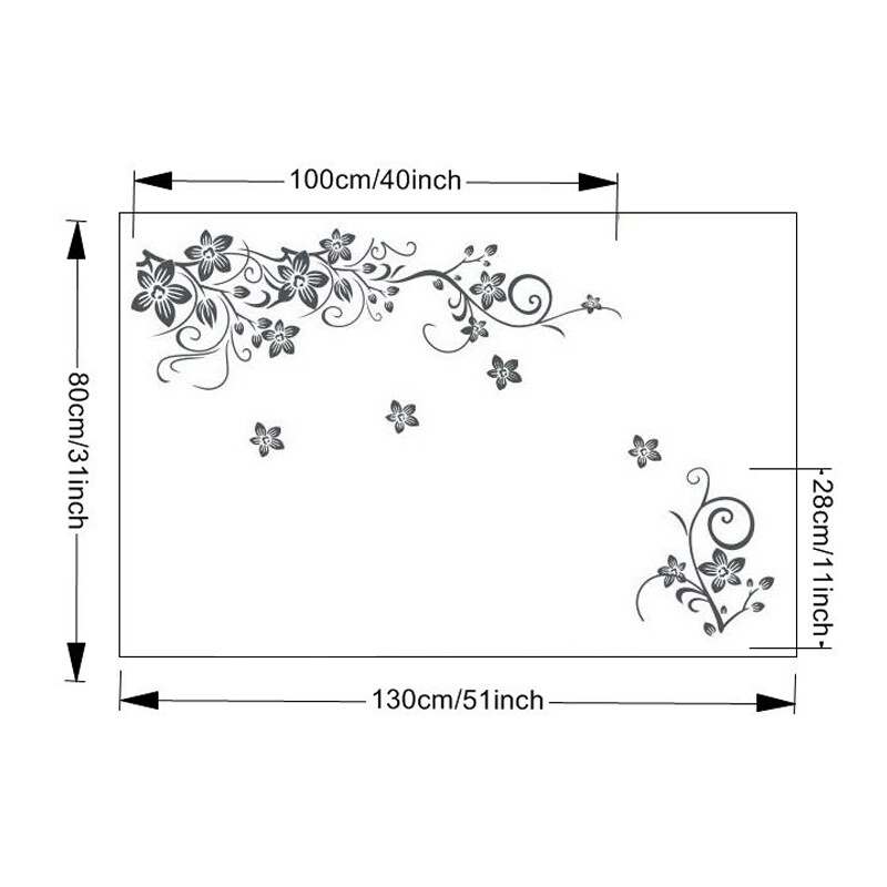 Vine flowers and butterflies wall art vinyl sticker