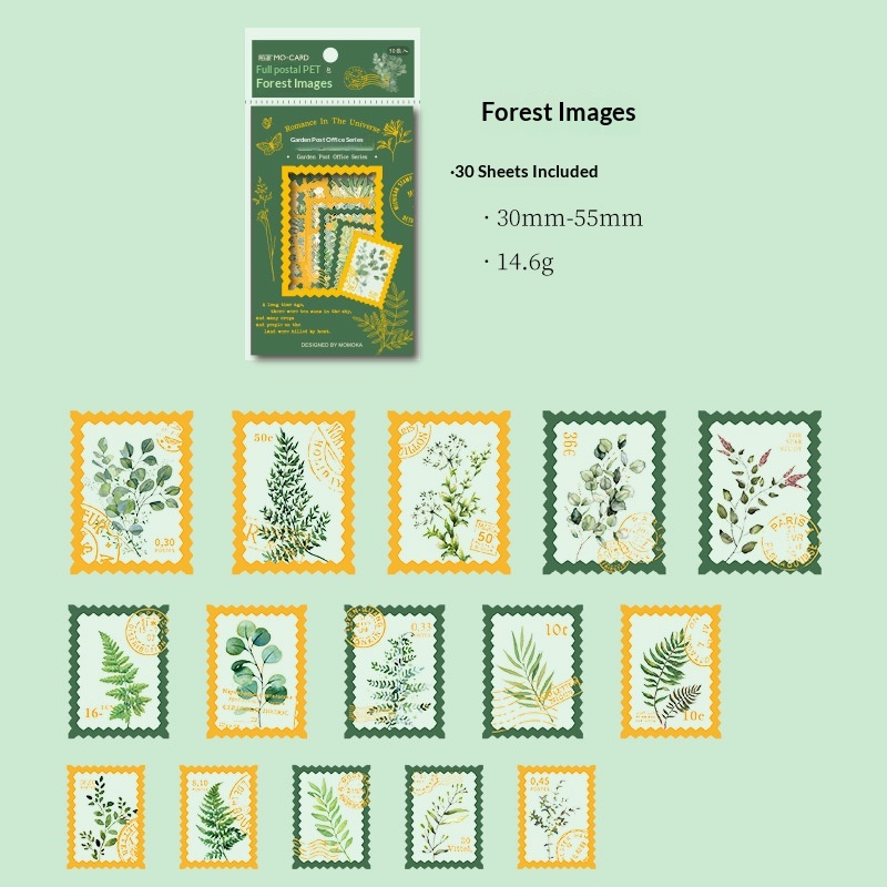 Vintage stickers from the Garden Post Office series with gold foil