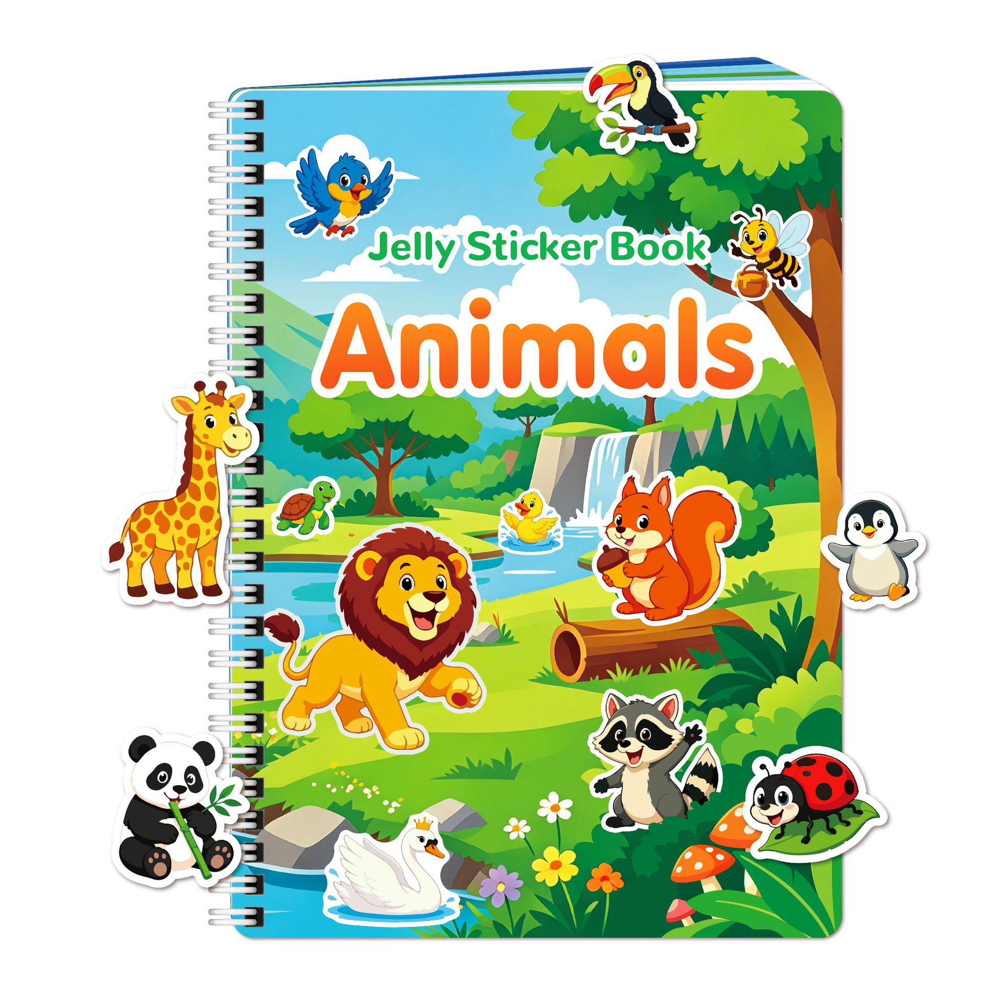 Colorful cartoon animal stickers for children