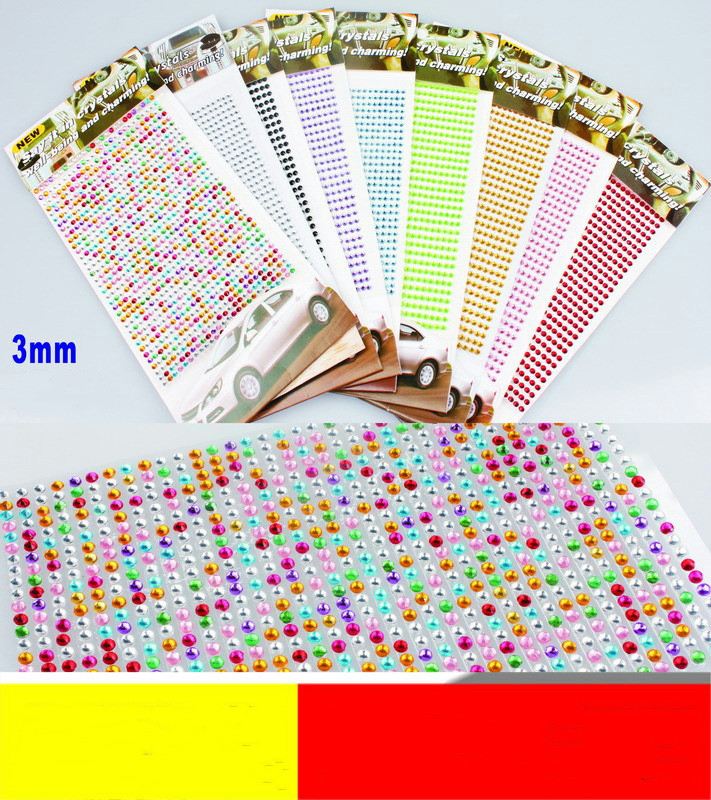 Acrylic car drill decorative sticker in various colors