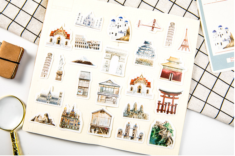 Set of 45 architectural history themed stickers