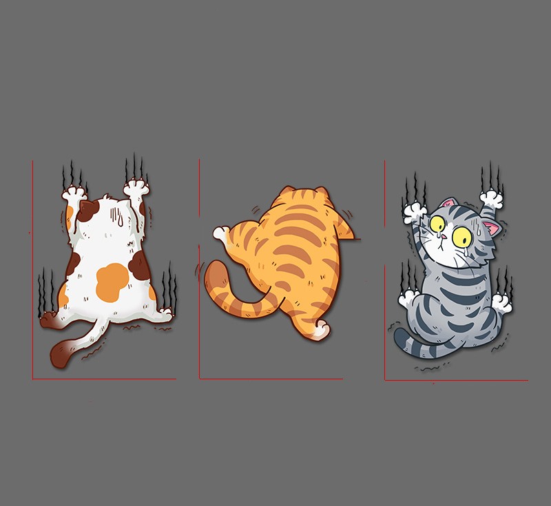 Scratch Cat Car Sticker Set featuring playful designs
