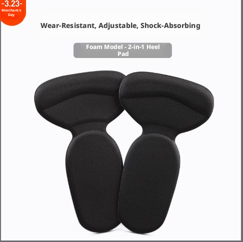 Black T-shaped heel sticker for shoe comfort