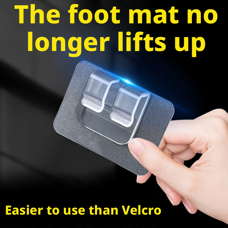 Car mat fixing sticker with double hook design