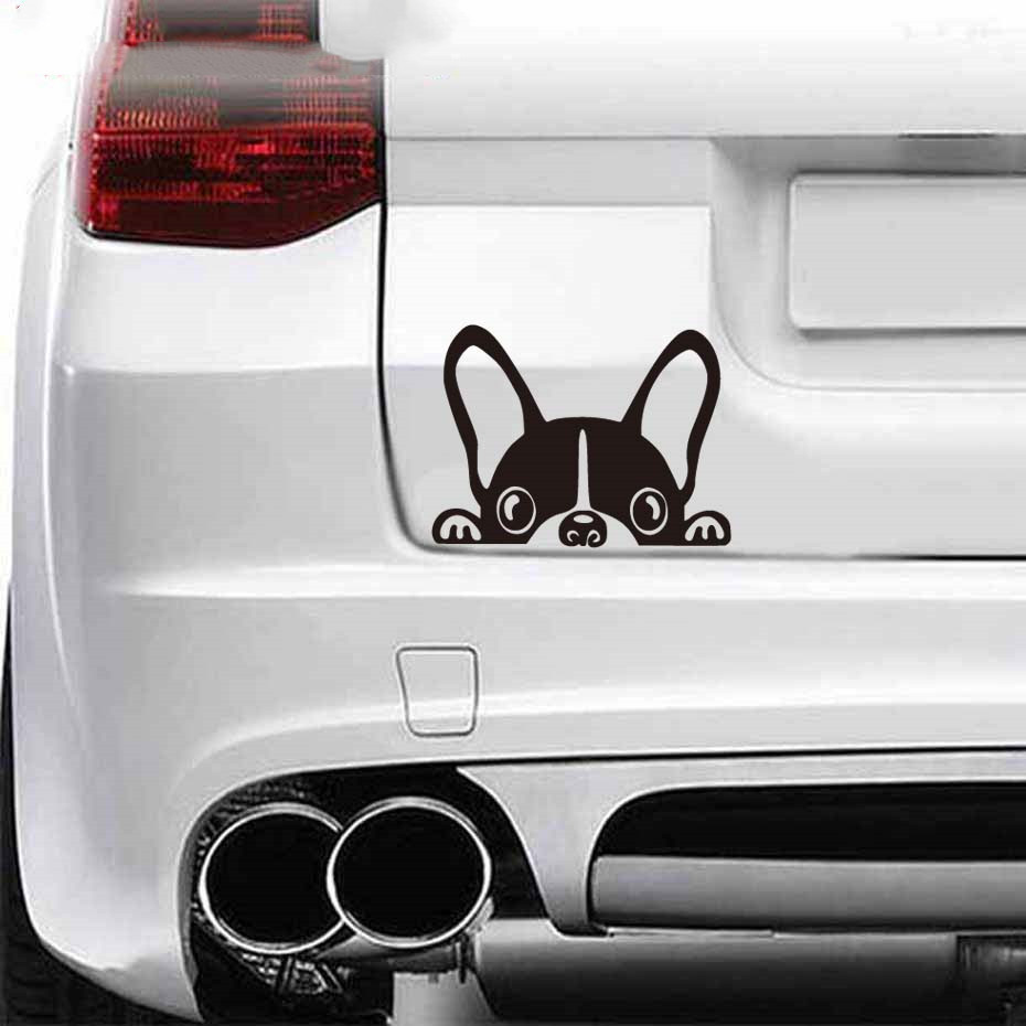 French Bulldog car sticker in black and white