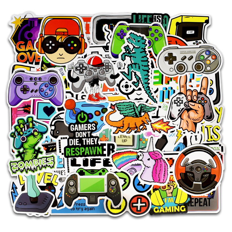 Variety of Playstation-themed doodle vinyl stickers for decoration.