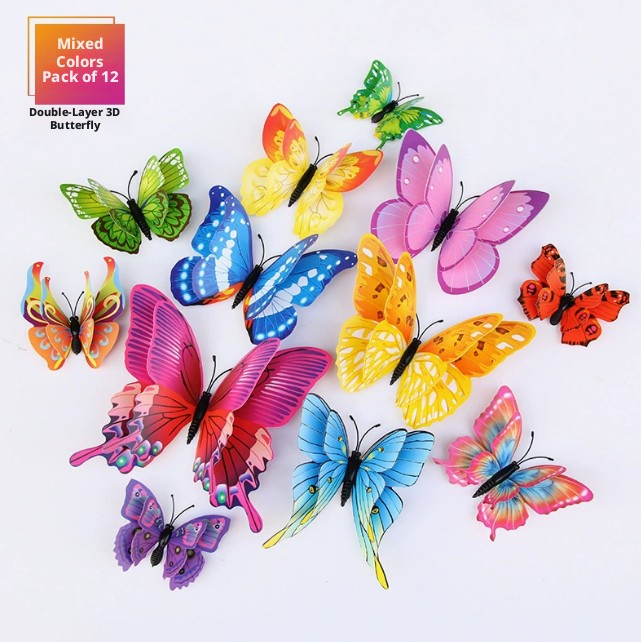 Colorful three-dimensional butterfly wall stickers