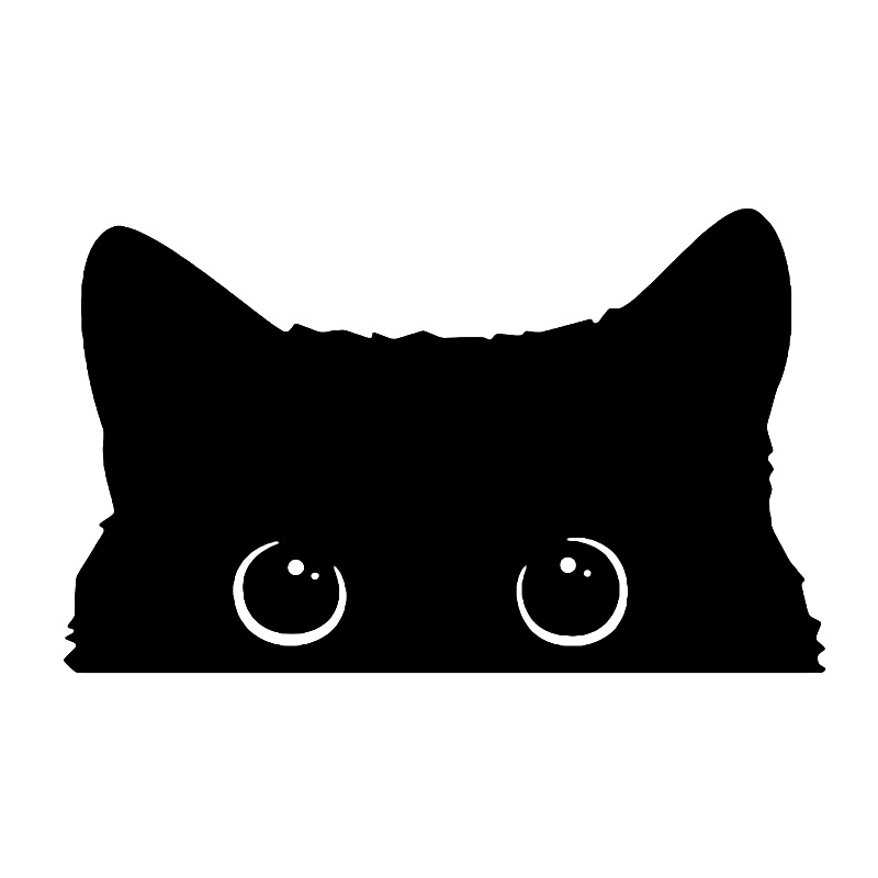 Cartoon black cat car sticker with reflective features