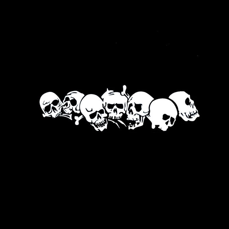 Horror skull bumper sticker in black and red colors.
