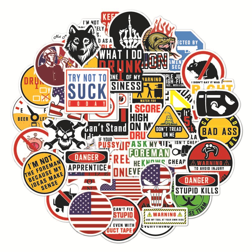 Warning slogan safety helmet sticker for personalization