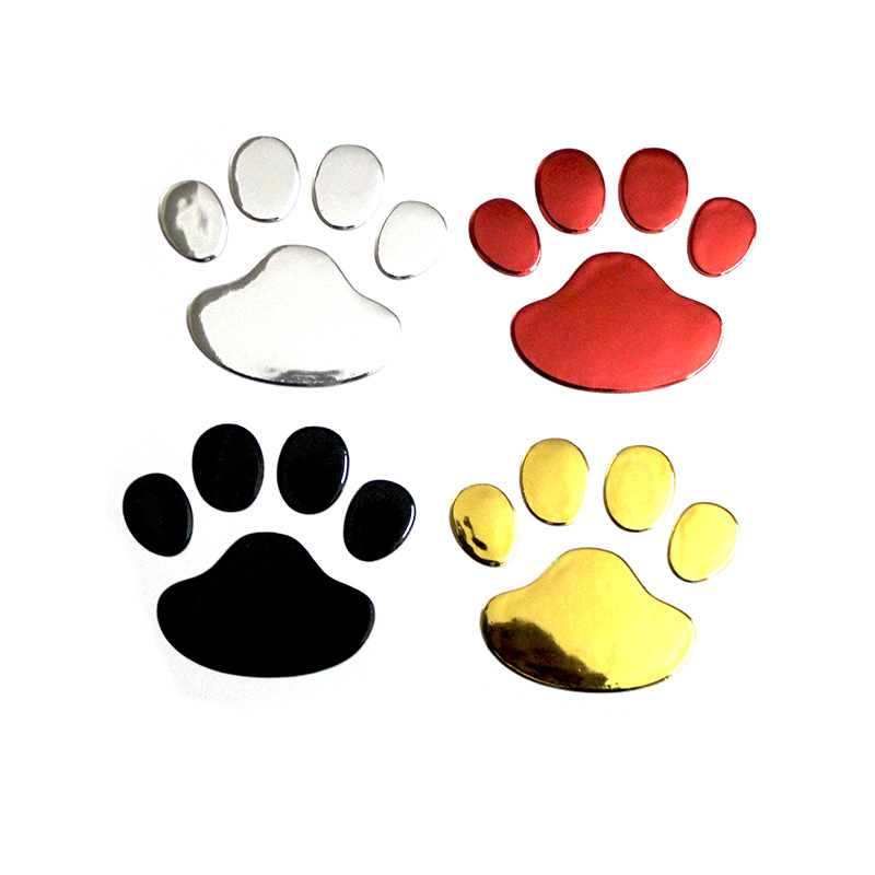 3D chrome finish footprint sticker in various colors.