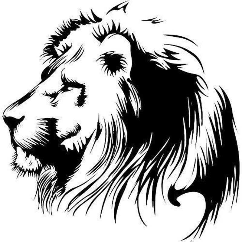 Meditation Lion Personalized Car Sticker in black and white