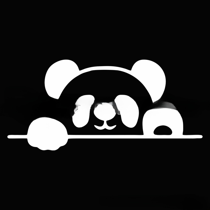 Peeking Panda car sticker in black and white colors