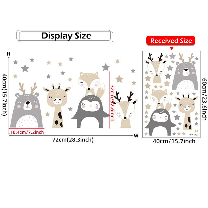 Colorful cartoon characters wall decals for children's rooms
