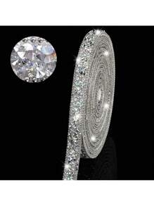 Silver white rhinestone sticker, 1cm wide, sparkling design