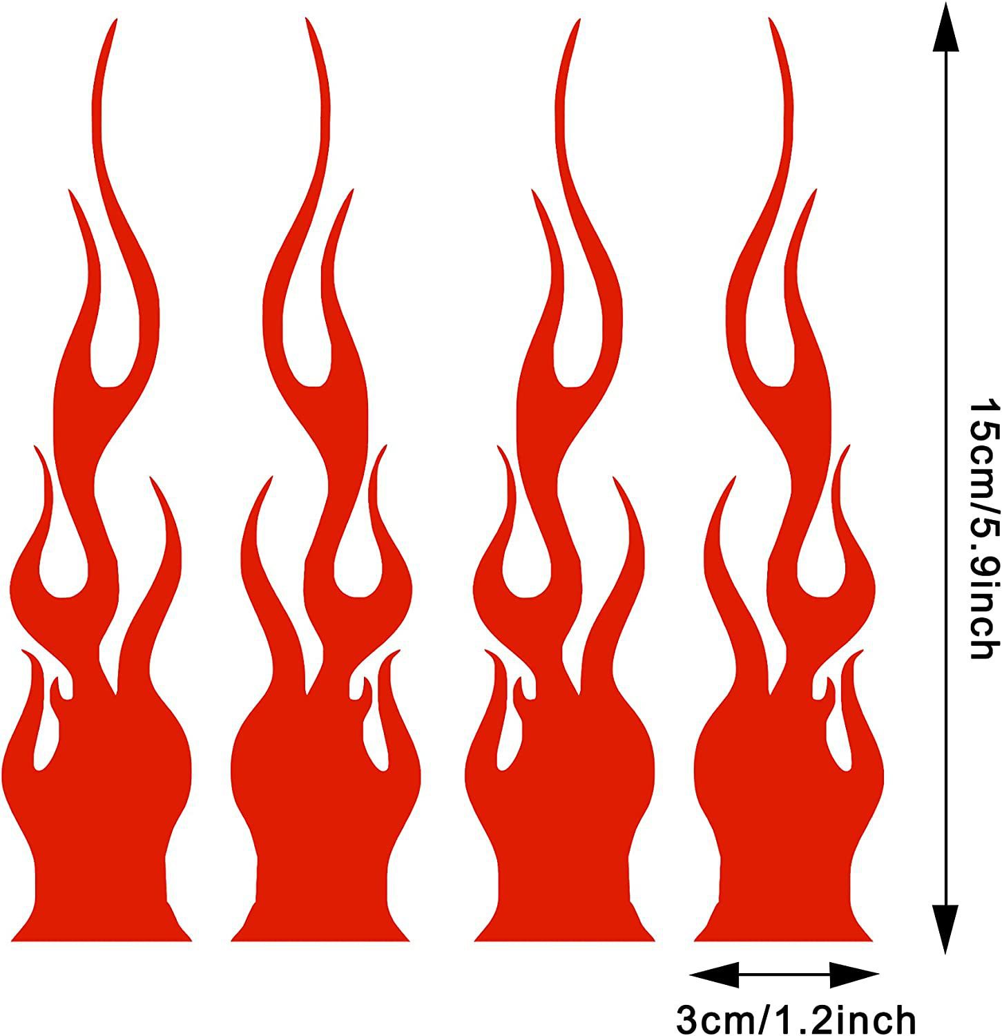 Flame pattern car sticker available in multiple colors.