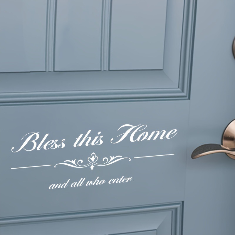 Blessing English wall sticker in white lettering design