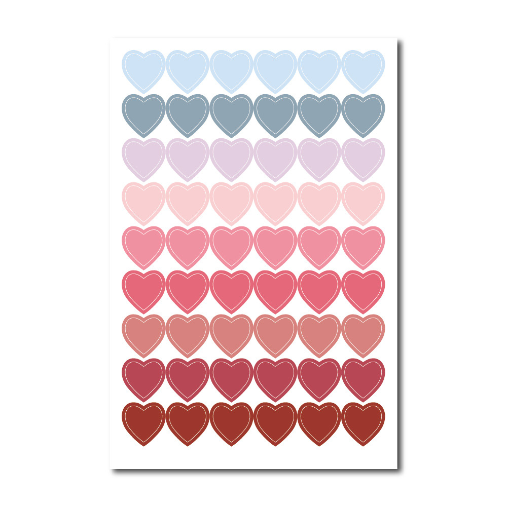 Colorful dot and heart design manual ledger sticker.