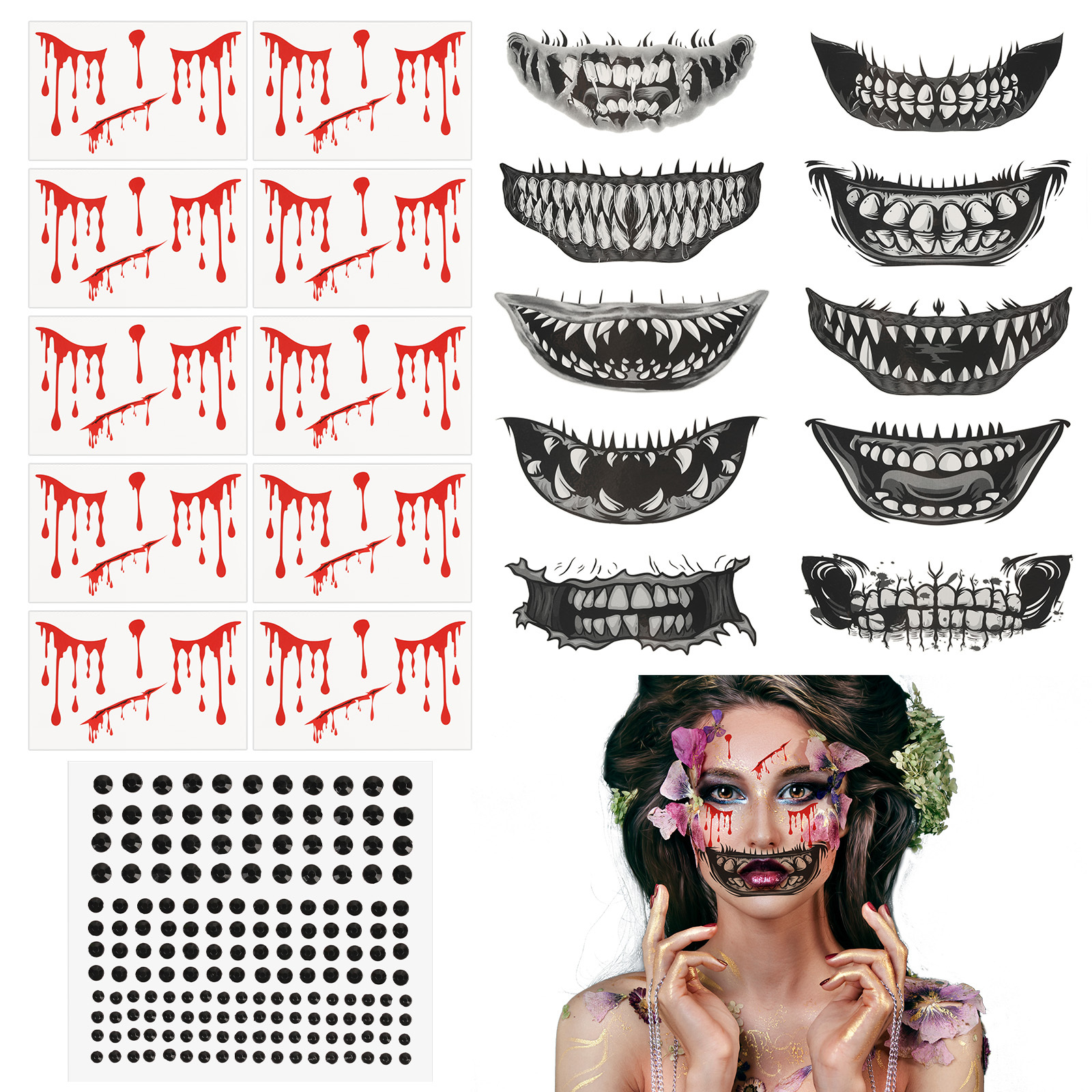 Set of 10 unique Halloween stickers with vibrant designs