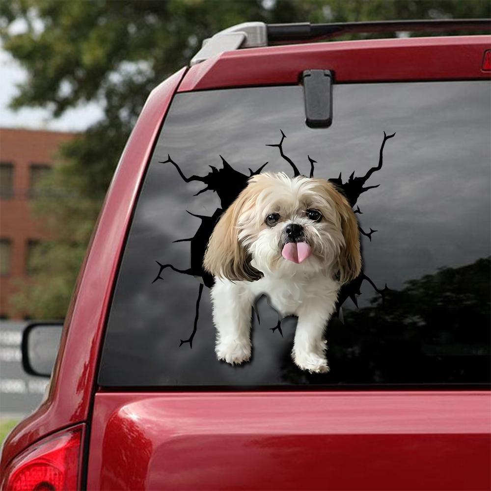 Funny window sticker featuring a dog body design