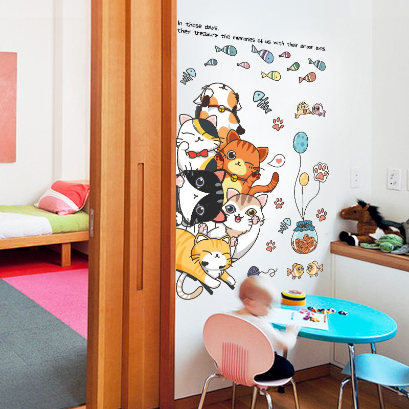 Decorative wall sticker featuring a playful cat design