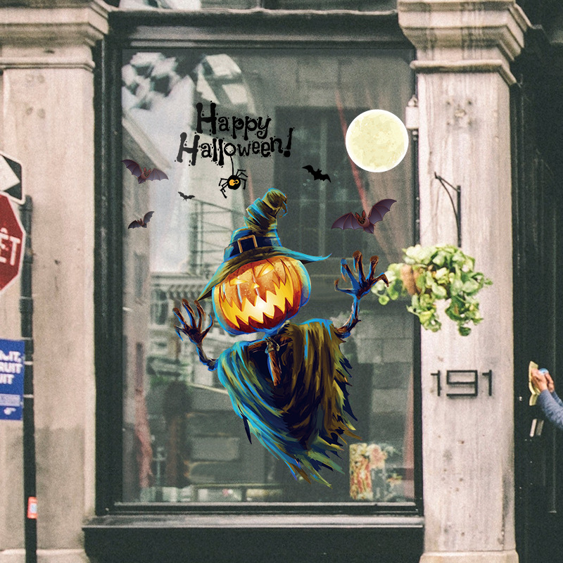 Halloween pumpkin lantern wall decal in vibrant colors