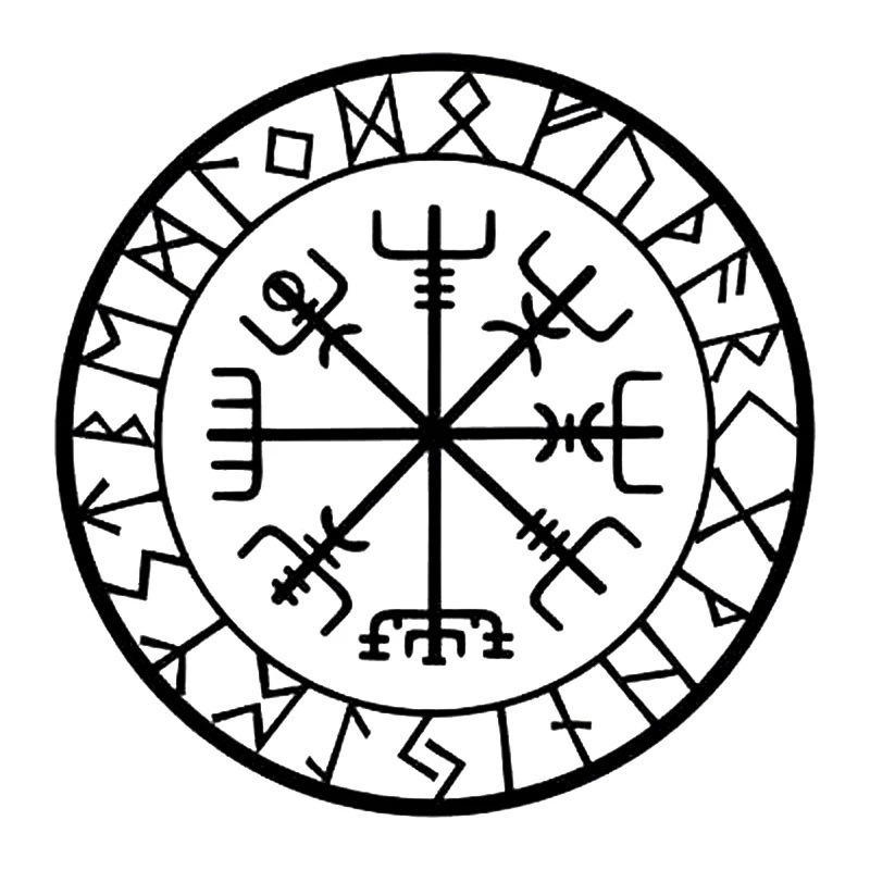 Black and white compass vinyl car decal