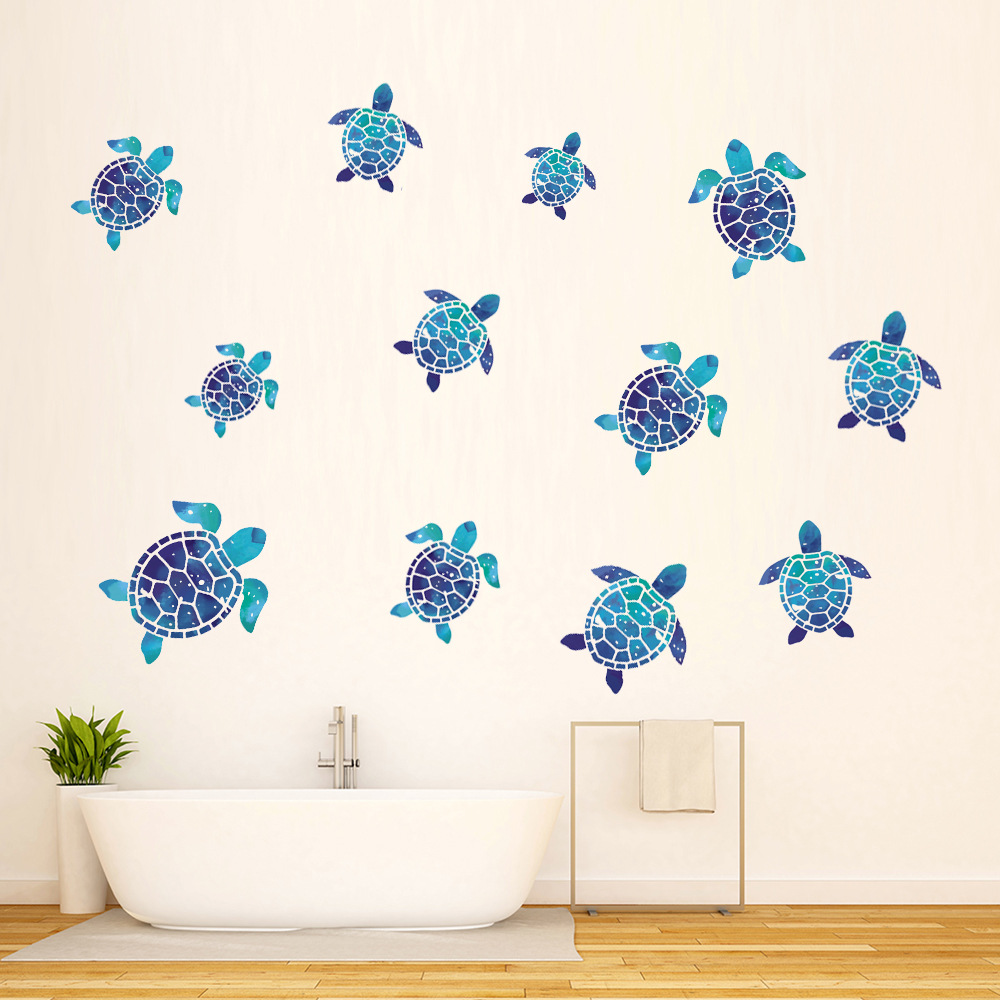 12-piece modern minimalist sea turtle wall stickers