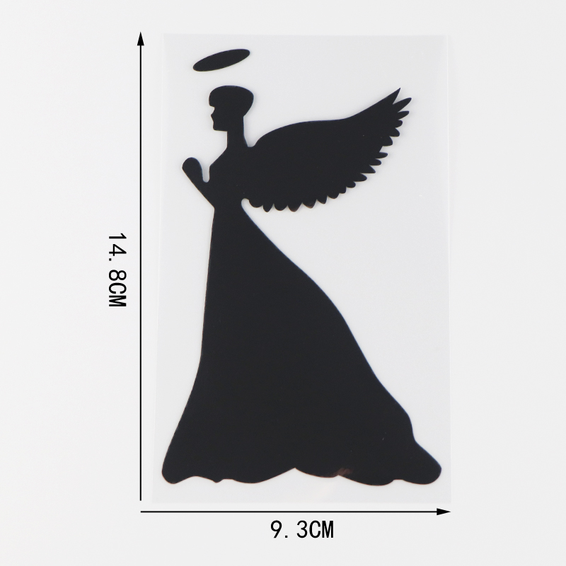 Praying angel car scratch cover sticker design in reflective silver